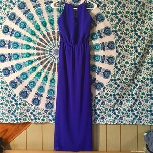 Royal blue V-neck maxi dress